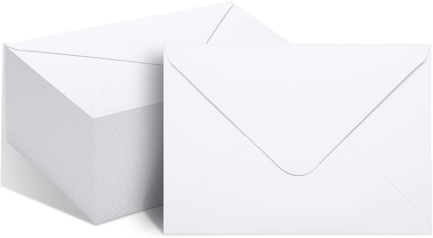 50 Packs of A7 Envelopes for Invitation, White 5x7 Envelopes with V Flap, Great for Graduation, Invitation, Baby Shower, Wedding and RSVP Cards (White)
