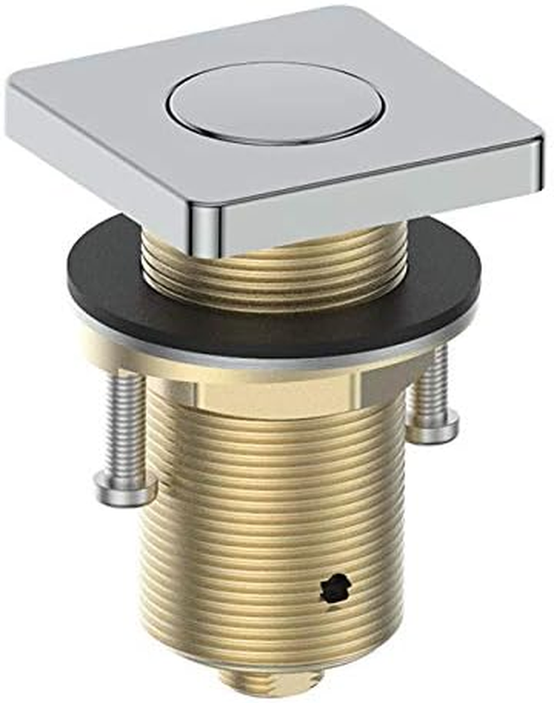 ALL Brass Air Switch Button for Sink Top Counter Top Garbage Disposal Part (Square, Chrome)