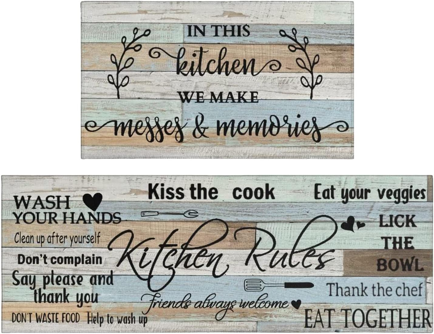 Farmhouse Kitchen Rug Sets of 2 Piece Non Slip Kitchen Rugs and Mats Washable Kitchen Mats for Kitchen Floor Mat Carpet Runner Rugs for Hallway Laundry Decor 17
