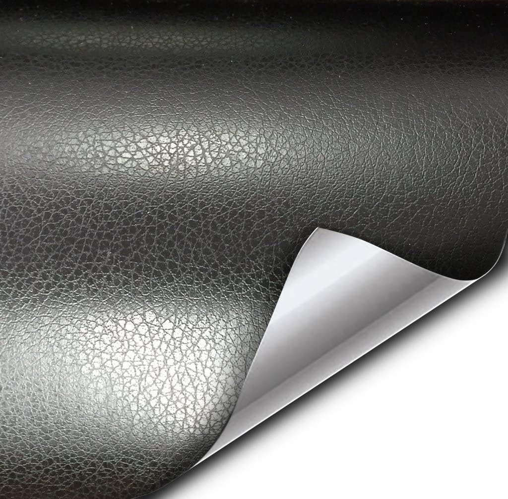 Vvivid+ Fine Grain Black Leather Wrap Adhesive Vinyl - Soft Touch (1Ft X 5Ft)