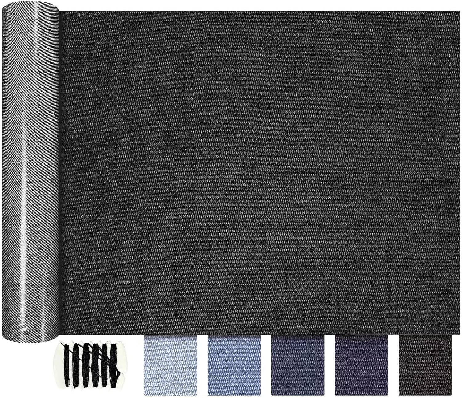 Extra Large Patches for Jeans, Extra Large Iron on Patches for Jeans, Denim Patch for Denim inside and Outside, for Jeans Clothing Hole Repairing and Decoration（Black）