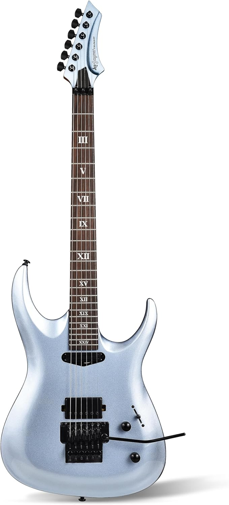 Leo Jaymz Tsunami Electric Guitar Blue HH 24F Mahogany Maple Double Lock Trem