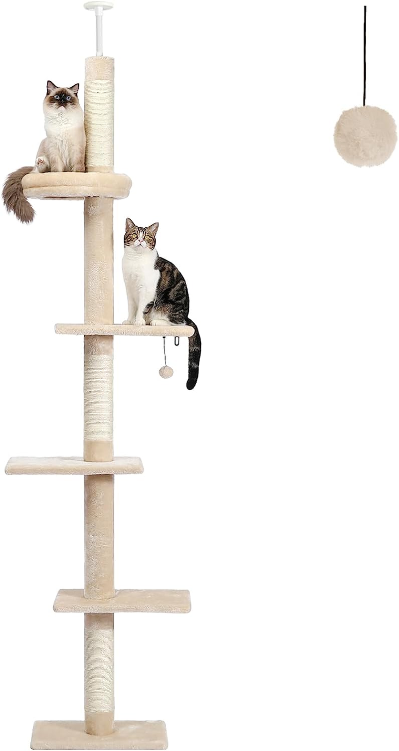 ◆Cat◆ Cat Tower 5-Tier Floor to Ceiling Cat Tree Height(95-107