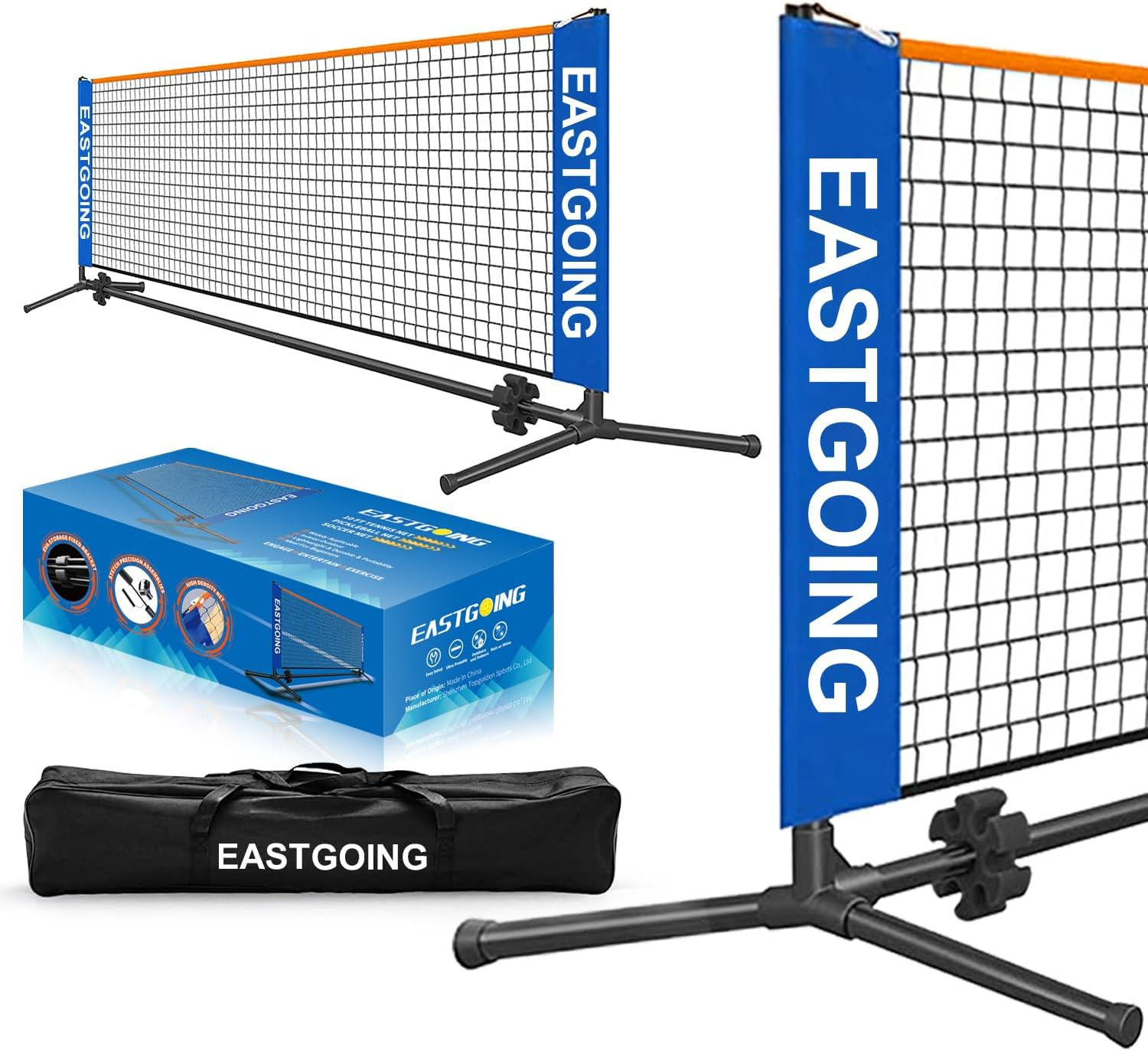 10 Ft Mini Portable Soccer Tennis Net | Pickleball Net System with Carrying Bag for Driveway Backyard. Easy Assemble Beach Tennis Net | Tennis Practice for Indoor and Outdoor
