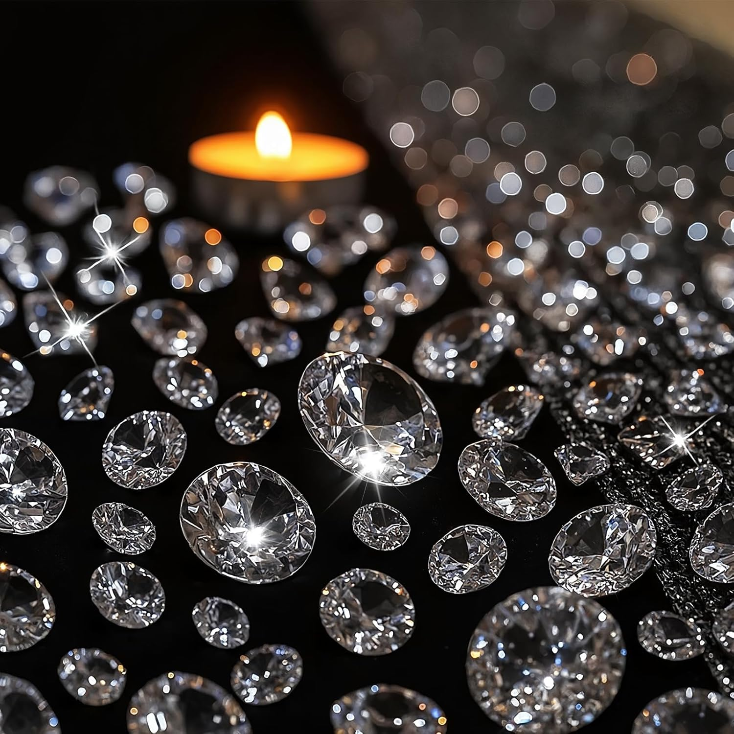 Domestar 1000PCS Diamond Decorations, Clear Fake Diamonds Acrylic Craft Gems Crystals for Vase Fillers Wedding Table Scatters Party 5 Sizes