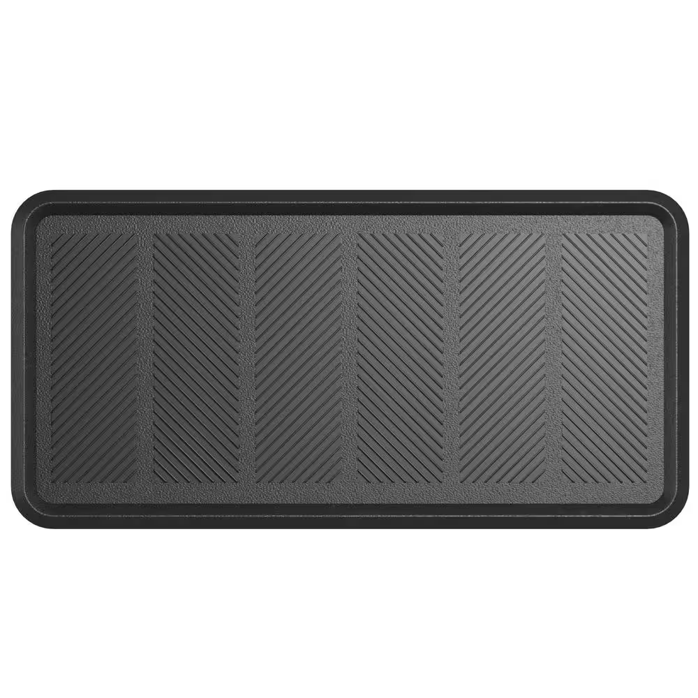 Easy Clean, Waterproof Non-Slip Indoor/Outdoor Rubber Boot Tray, 16 In. X 32 In, , Black