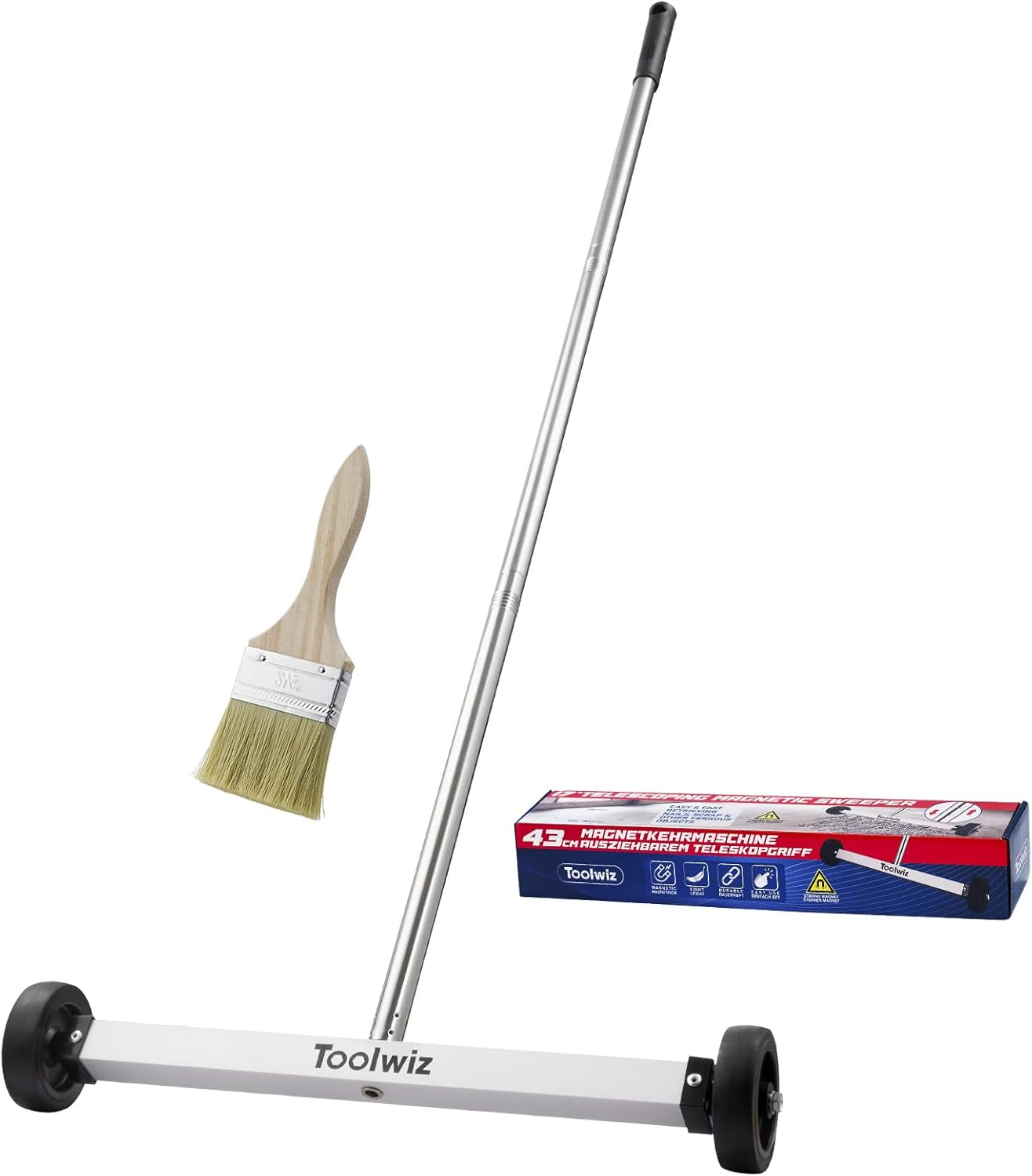 Magnetic Pick up Sweeper 17-Inch Heavy Duty Magnet Pickup Lawn Sweeper Roofing Tools, 8.8 Lbs Yard Tools with Smooth Wheels to Clean Nails for Construction