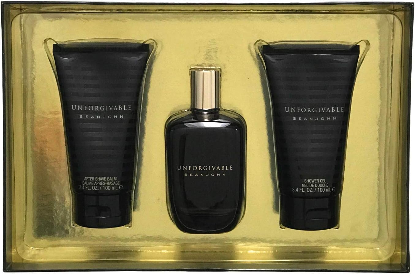 Unforgivable by Sean John for Men - 3 Pc Gift Set 4.2Oz EDT Spray, 3.4Oz Shower