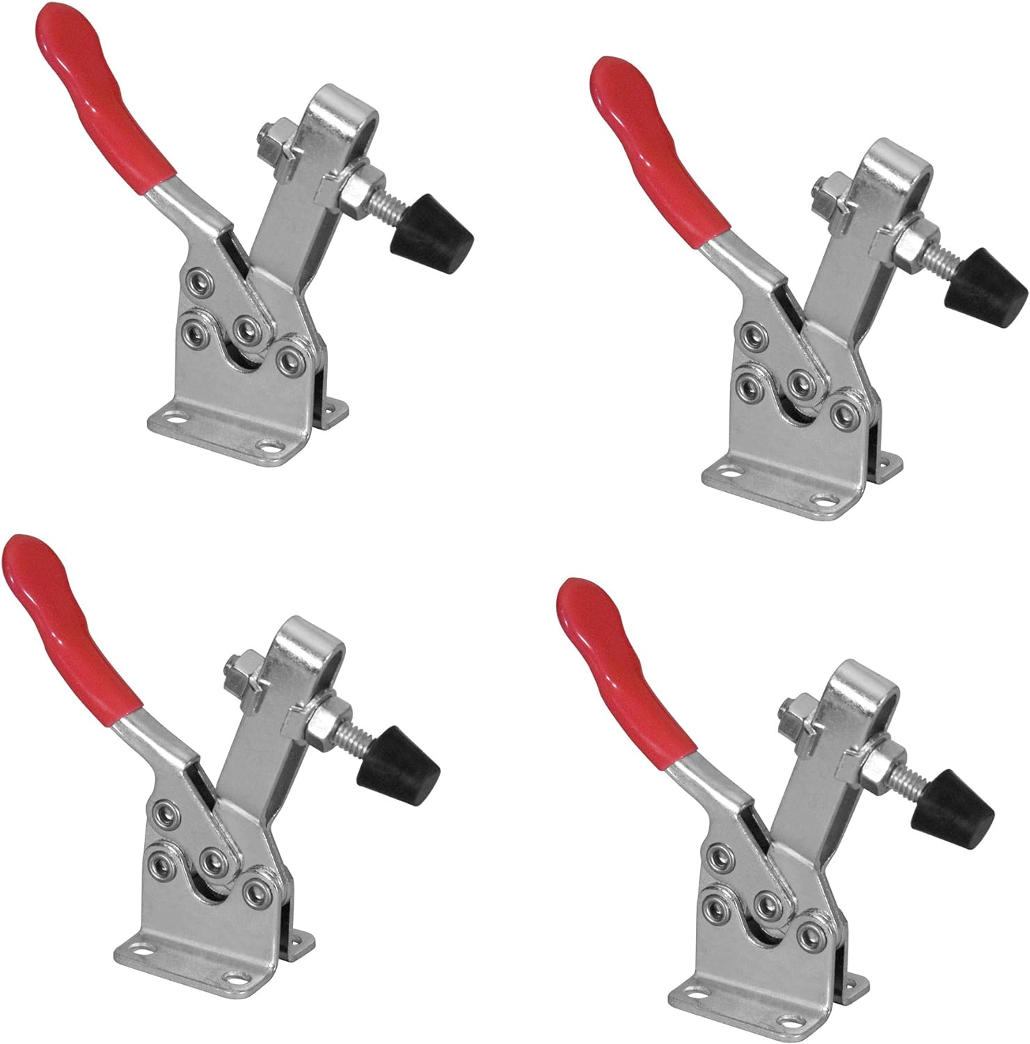4PK Toggle Clamp, 300 Lbs Holding Capacity, 201B Quick Release Horizontal Clamps W/Antislip Rubber Pressure Tip for Woodworking Jigs and Fixtures, Welding, Drill Press, Crosscut Sled (20327)