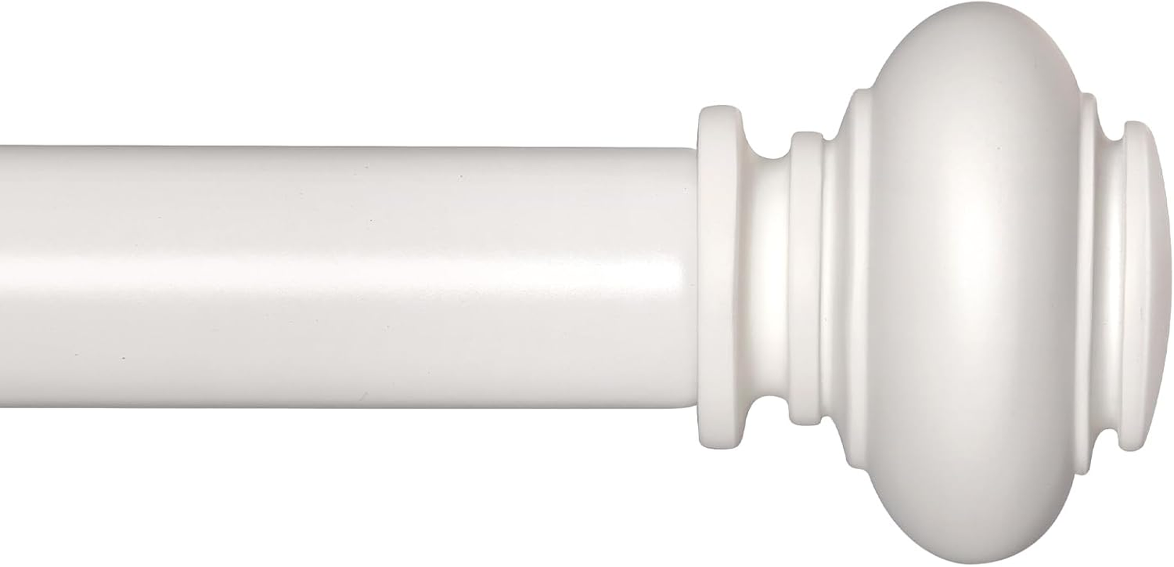 SIMEWIN White Curtain Rods for Windows 28 to 48 Inches Adjustable Decorative 1 Inch Diameter Single Window Curtain Rod Set with Classic Finials, White Finishing