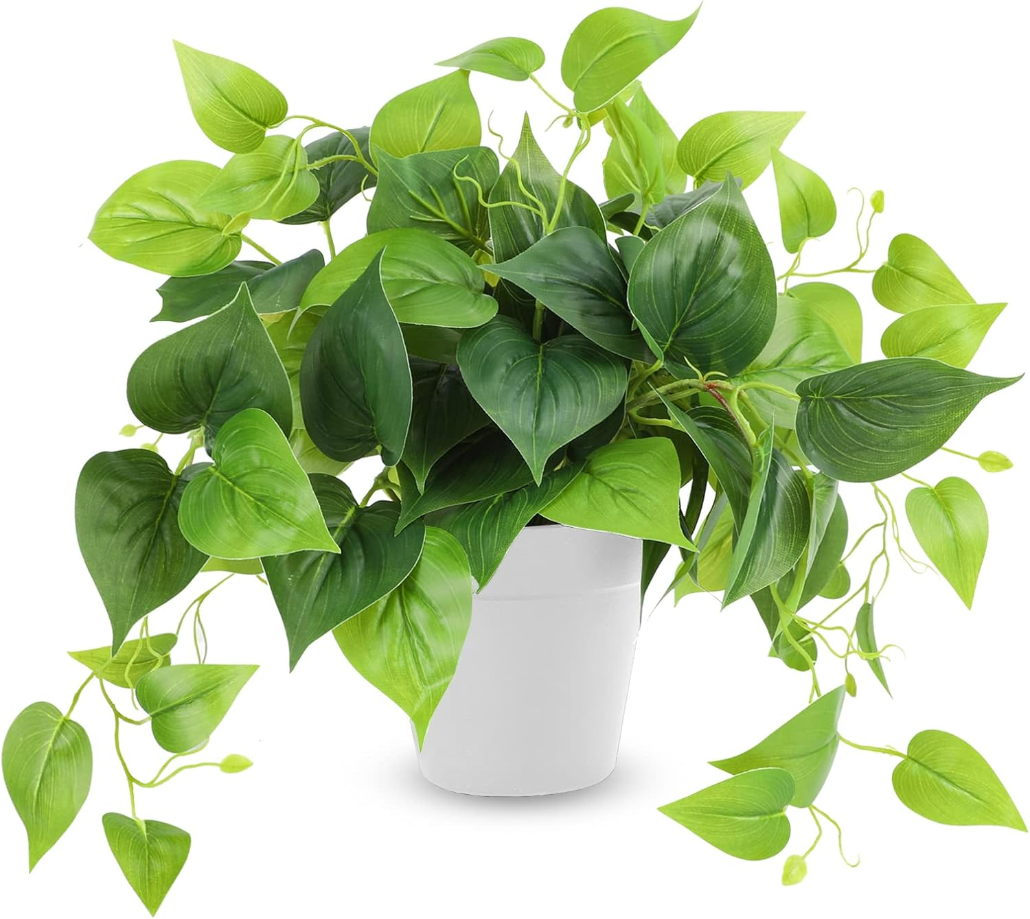 Artificial Plants Fake Pothos with Plastic Pot Artificial Potted Plant for Home Office Bedroom Indoor Outdoor Decor 1 Pack