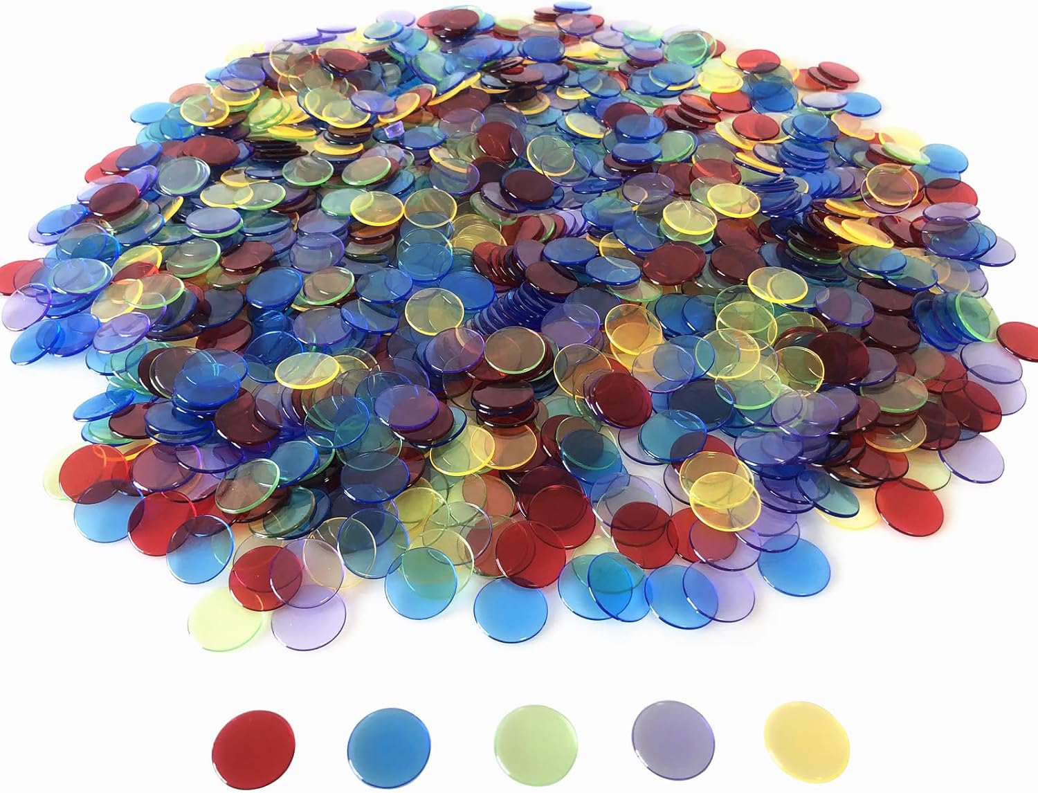 YH Poker 1000 Bingo Chips Markers Tokens - Plastic Discs Chip Counters for Bingo Game Set, Great for Parties Classroom Game Night Bingo Hall-Mixed Color