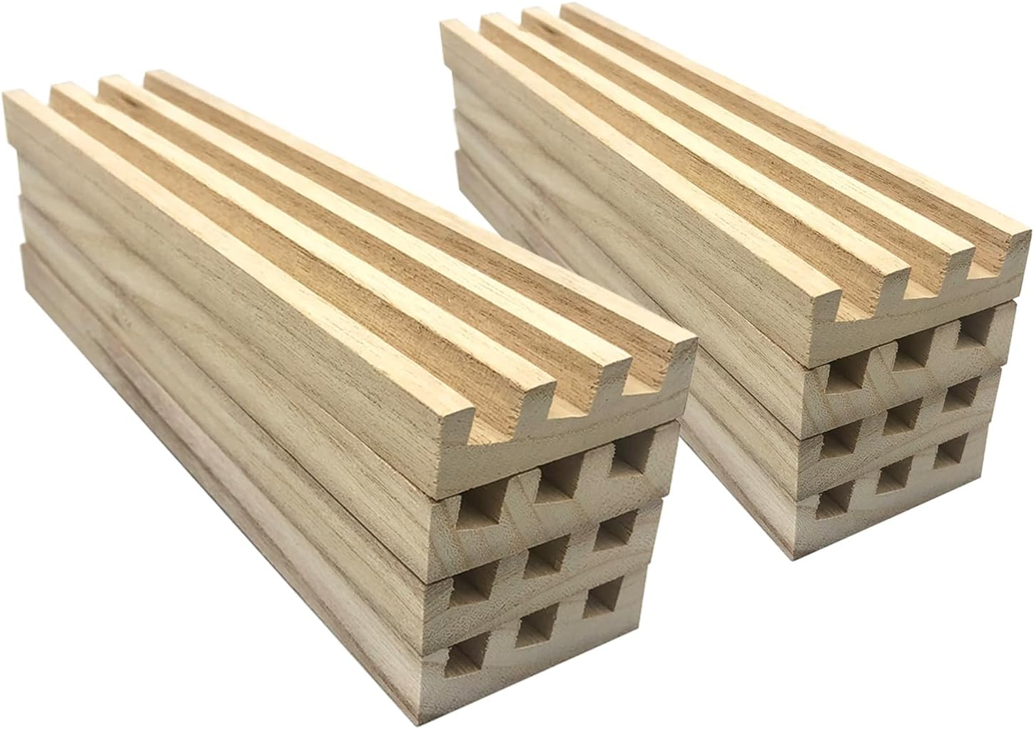 Wooden Domino Racks Set of 8, Domino Trays Holders Organizer for Classic Board Games, Dominoes Accessories