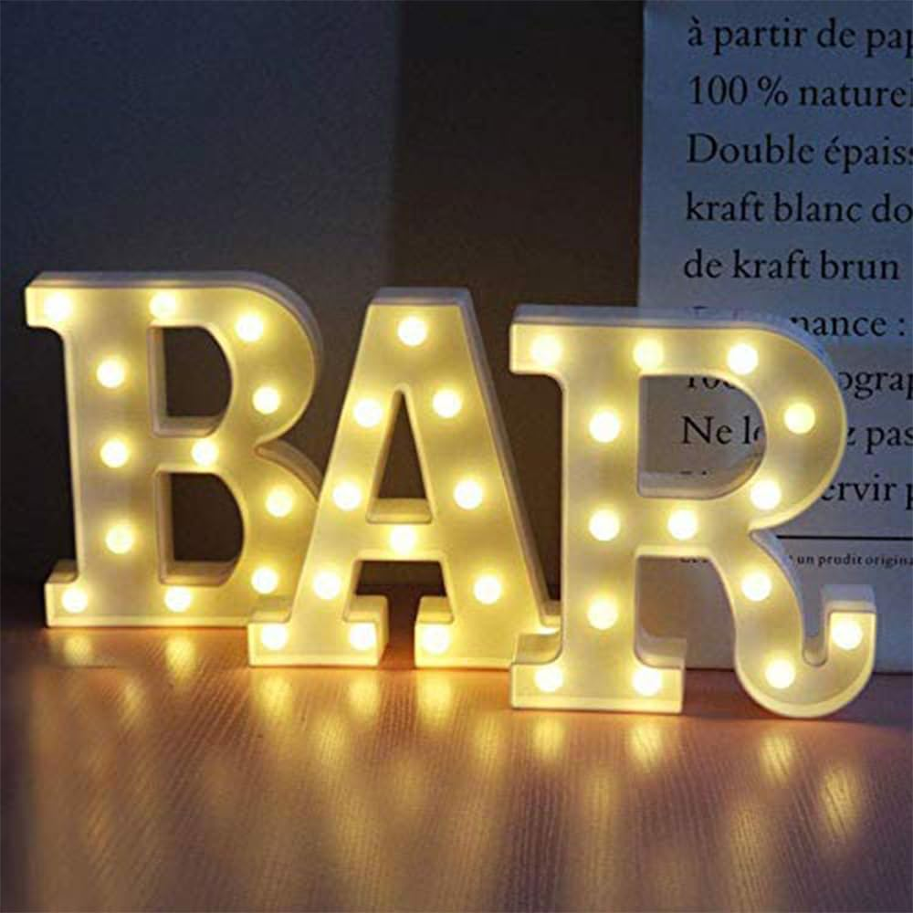 Pooqla BAR Sign for Home Bar Decor, Warm White LED Light up Bar Sign
