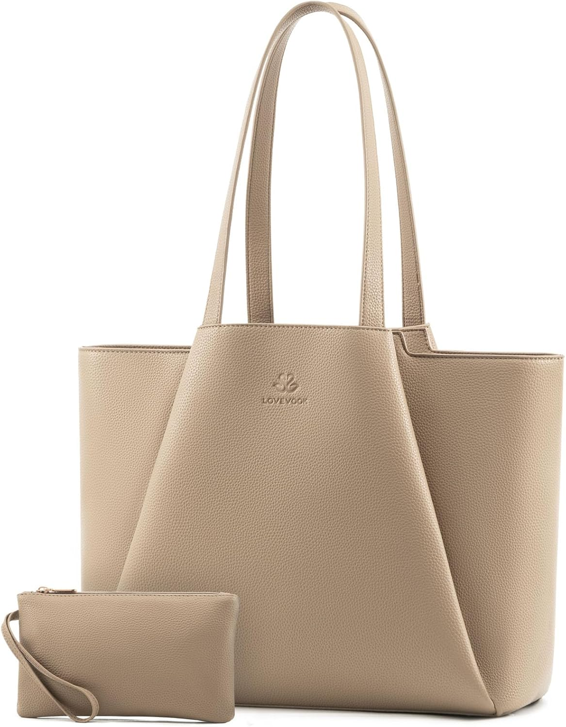 Laptop Tote for Women - 15.6 Inch Faux Leather Laptop Bag with Clutch, Large Capacity Office Purse Computer Briefcase for Casual Business Travel
