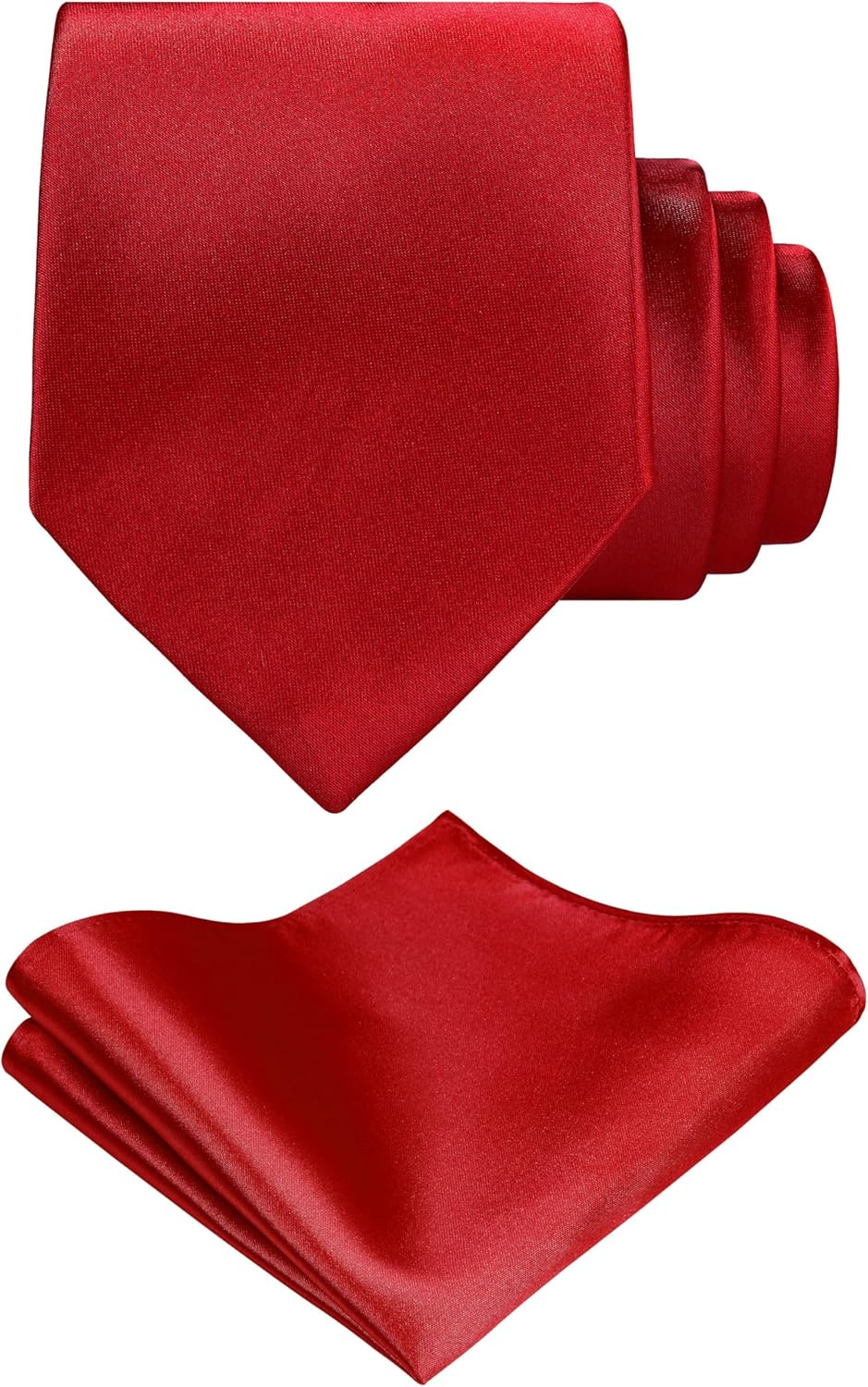 TIE G Solid Satin Woven dyed Color Formal Black Necktie and Pocket Square Sets in Gift Box