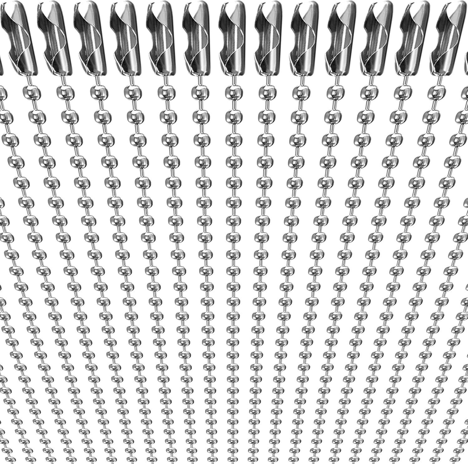 50-Pack Dog Tag Chain Ball Chain Necklace Bulk, Beaded Necklace Chains for Jewelry Making DIY Crafts, Military Blank Dog Tag Necklace for Men, Silver Nickel Plated Metal 24