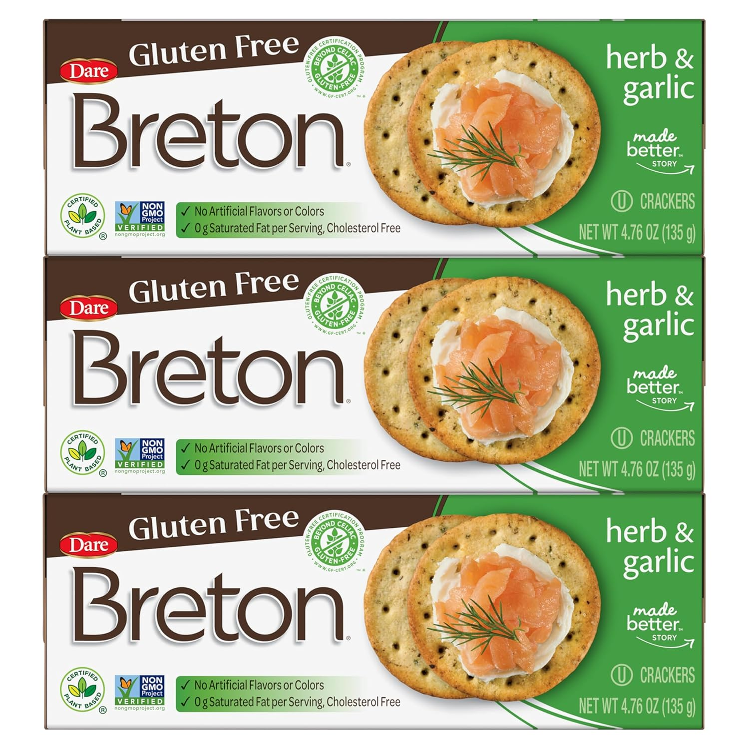 Crackers, Gluten Free Herb & Garlic, Pack of 3