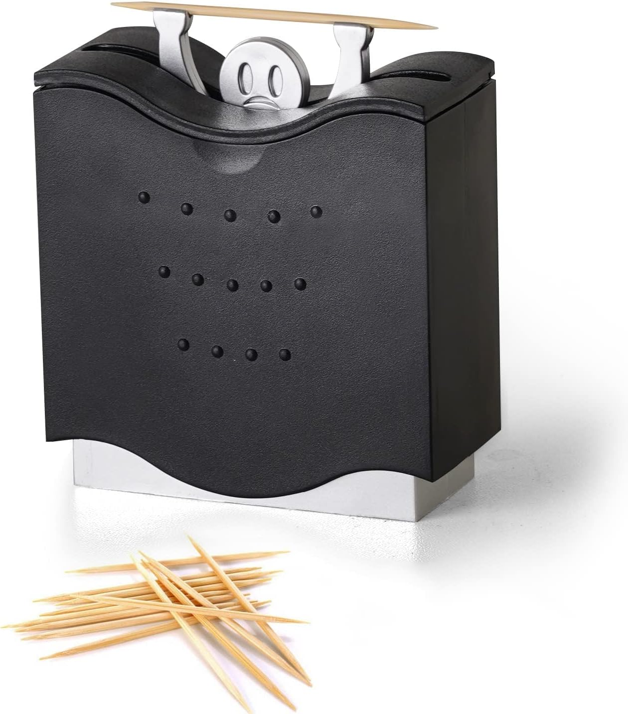 Fun Toothpick Holder - Cute Toothpick Dispenser ABS Fun Toothpick Holders Decorative Plastic Toothpick Holder (Black)