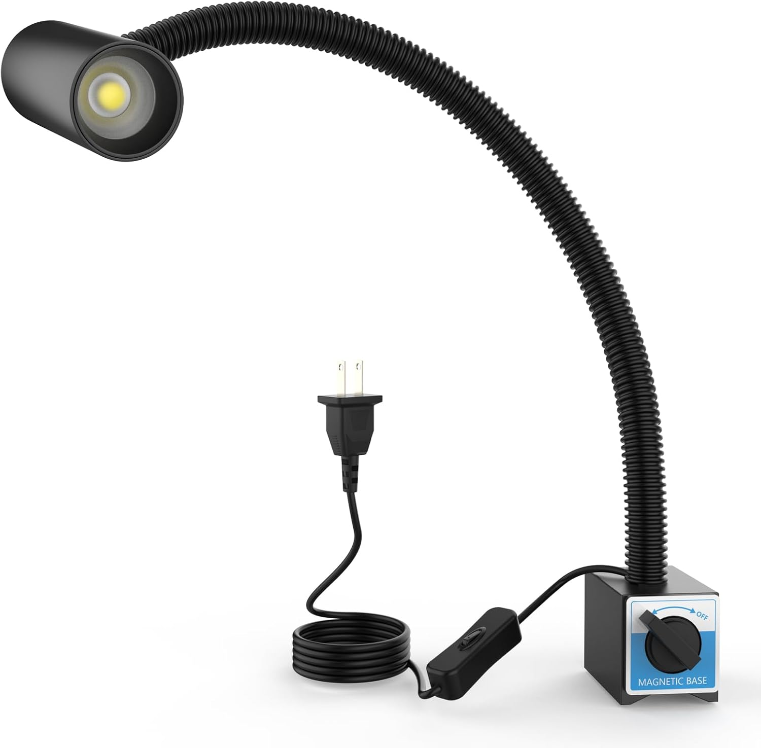 LED Magnetic Work Light, 1500Lumens 20In Flexible Gooseneck Work Lamp with Strong Magnetic Base for Lathe , Workbenches. 15W