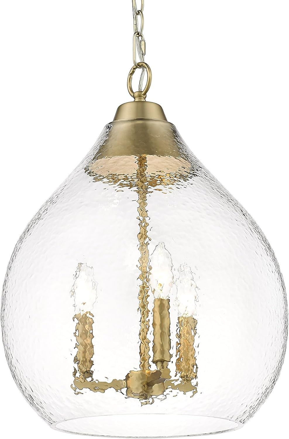 Ariella 3-Light Pendant in Brushed Champagne Bronze with Hammered Glass