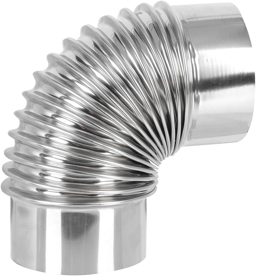 90 Degree Stove Pipe 3 Inch Stainless Steel Stove Pipe Elbow Extension Tube Chimney Flue Exhaust Pipe for Outdoor Wood Stove, Camping Stove Accessories