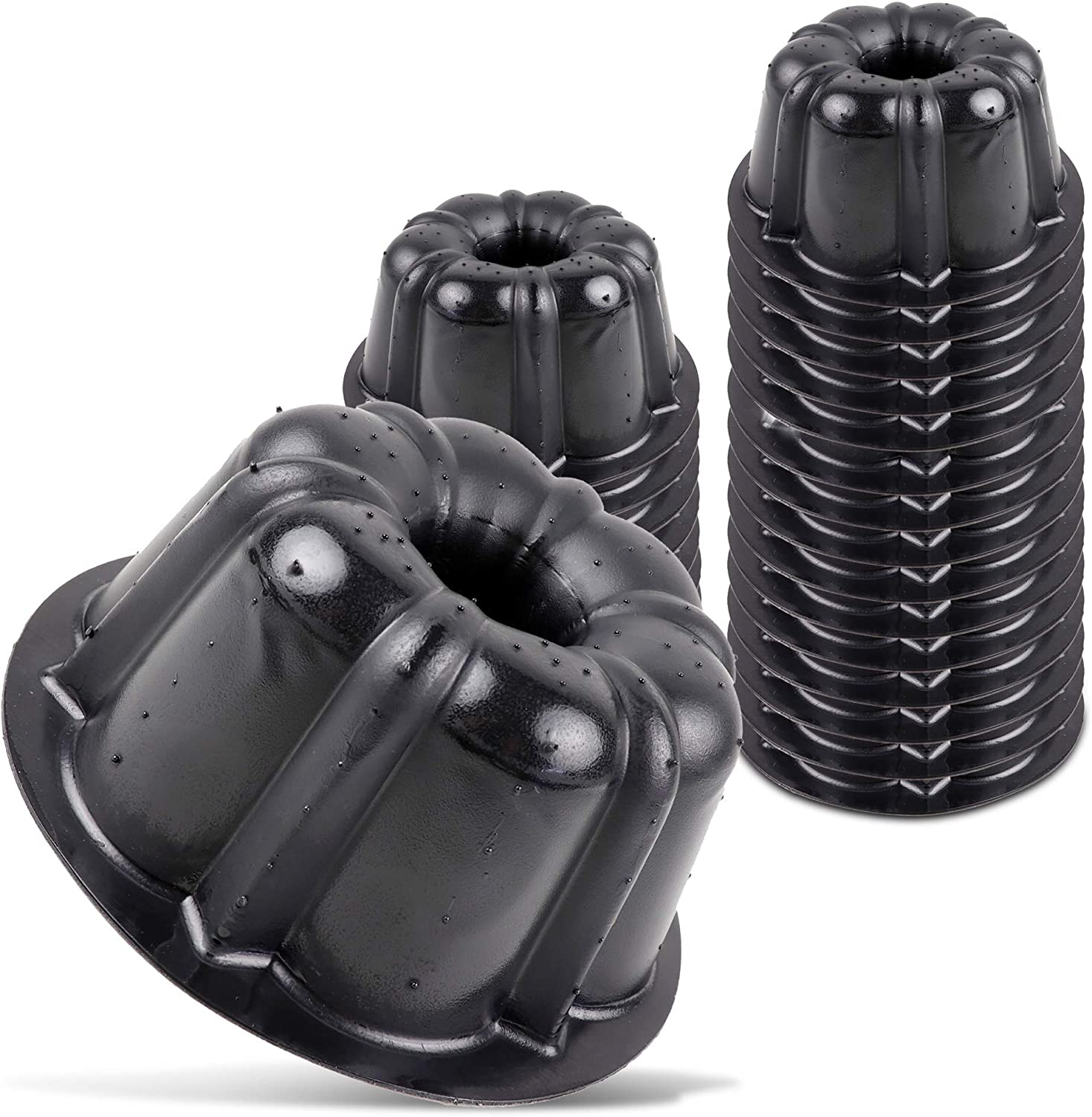 O’Creme Bakeable Plastic Mini Flan Molds Pan - Baking Pan with Non-Stick Silicone - Reusable Non-Stick Baking Mini Flan Molds for Baking and Much More - 25 QTY Pack