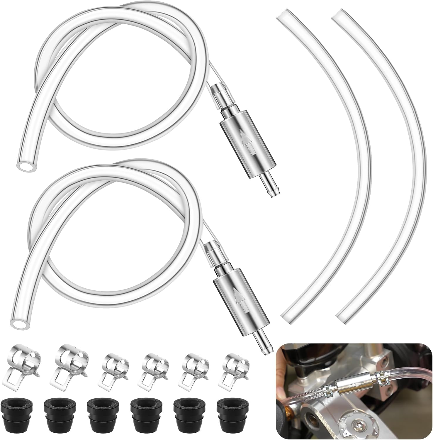2 PCS Brake Bleeder Hose, One Way Check Valve Tube Bleeding Tool Kit Silver 