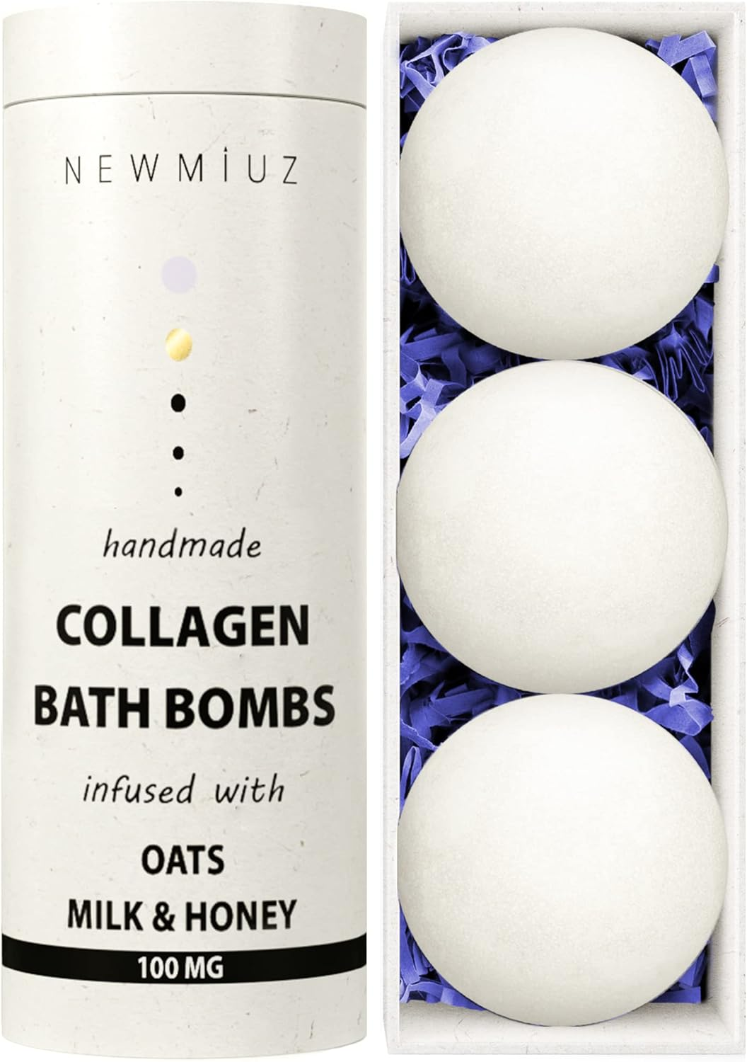 Creamy Collagen Bubble Bath Bombs with Oatmeal Milk Honey Essential Oils Luxurious Bath Gift Dry Skin Nourishment Indulge in a Blissful Bathing Spa