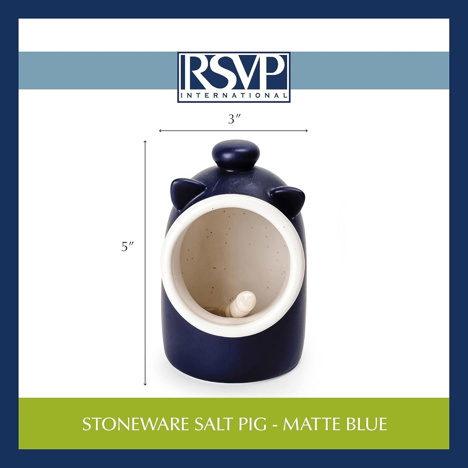 RSVP International Stoneware Salt Pig and Spoon Set, Wide Mouth, Dishwasher S... - Picture 4 of 15