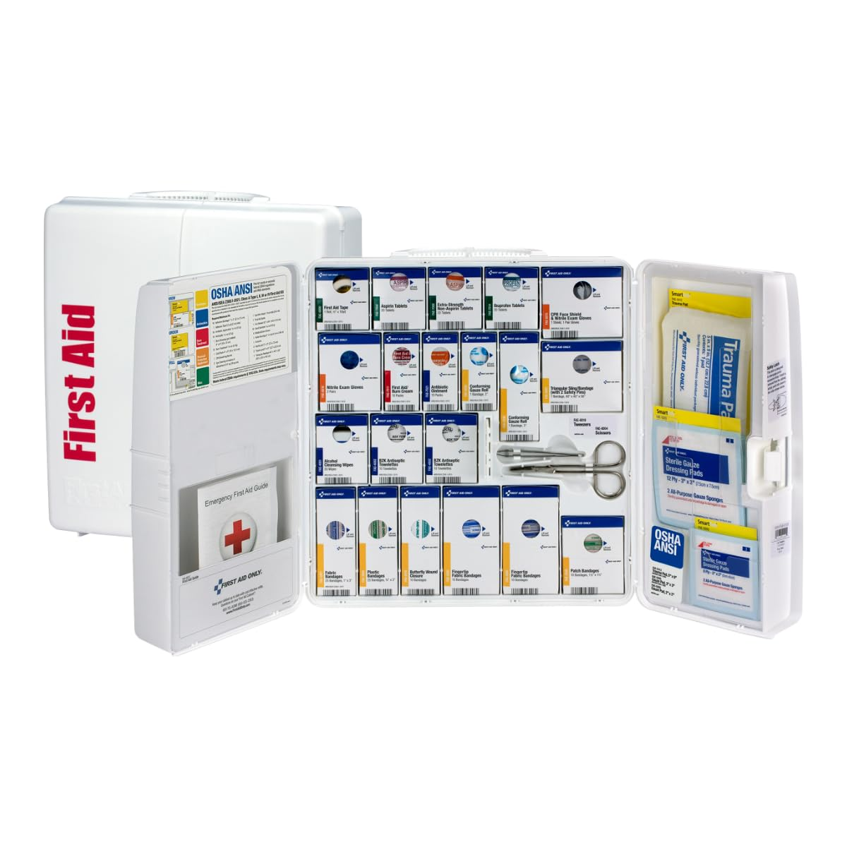 First Aid Only Smartcompliance 50-Person OSHA Compliant First Aid Kit for Business and Office Spaces - Large Plastic Cabinet - Emergency Supplies for Cuts, Bruises, and Scrapes - 245 Pieces
