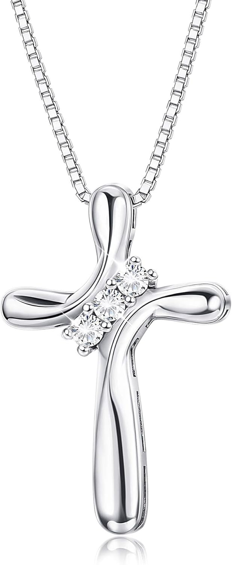 FUNRUN JEWELRY 925 Sterling Silver Cross Necklace for Women