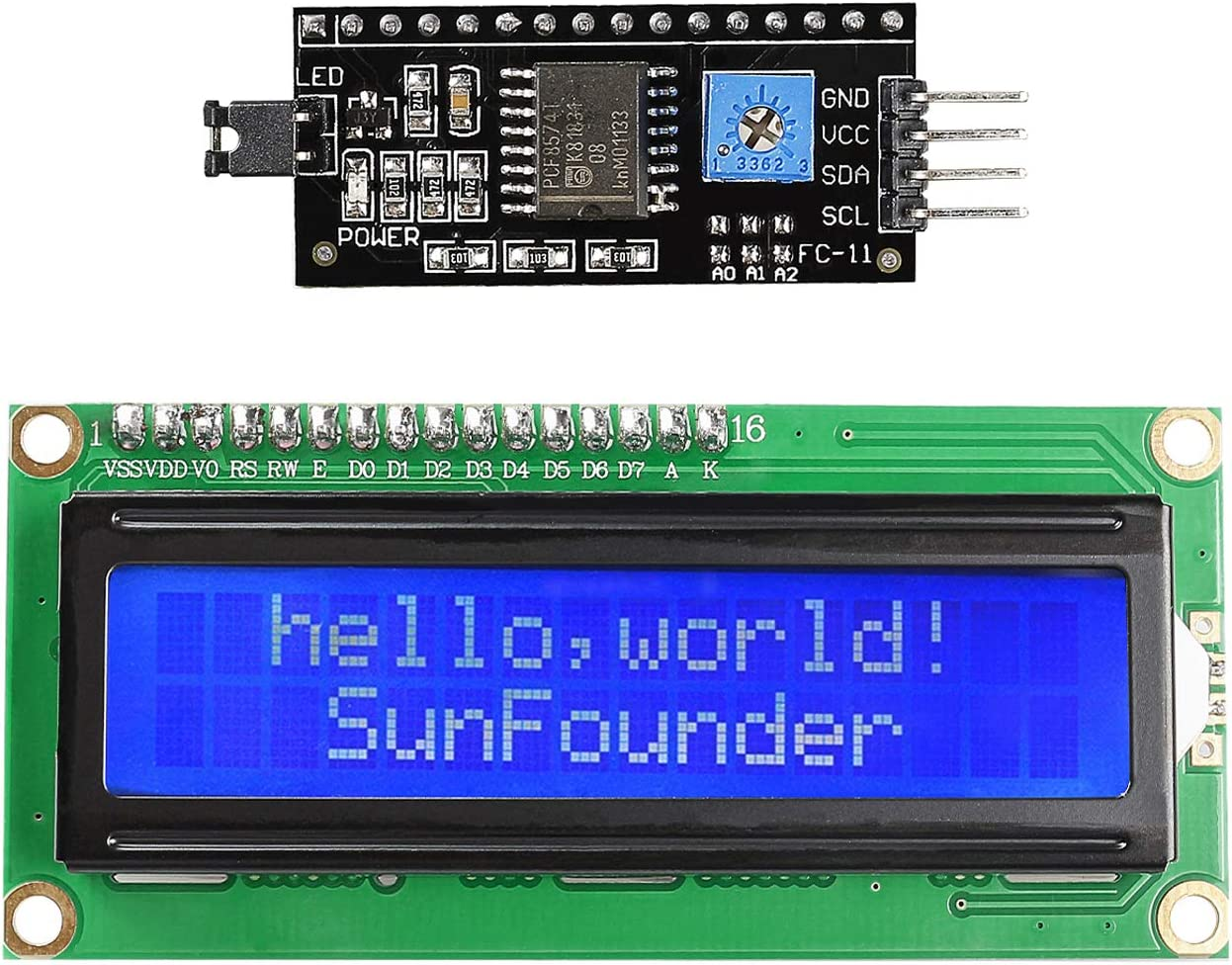 Sunfounder IIC/I2C/TWI LCD1602 Display Module Compatible with Arduino and Raspberry Pi