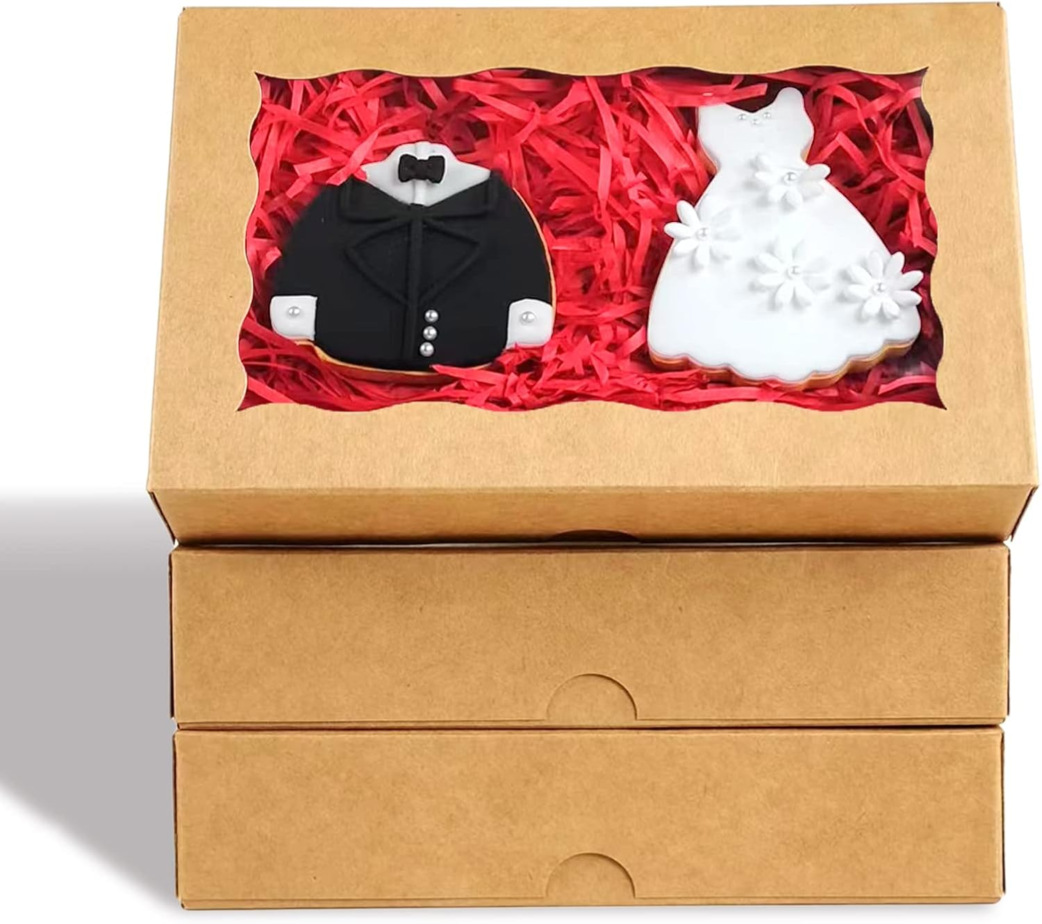 RomanticBaking 50 Pack DIY Assembly White 7 x 4 3/8 x 1½ inches Cookies Boxes... - Picture 9 of 19