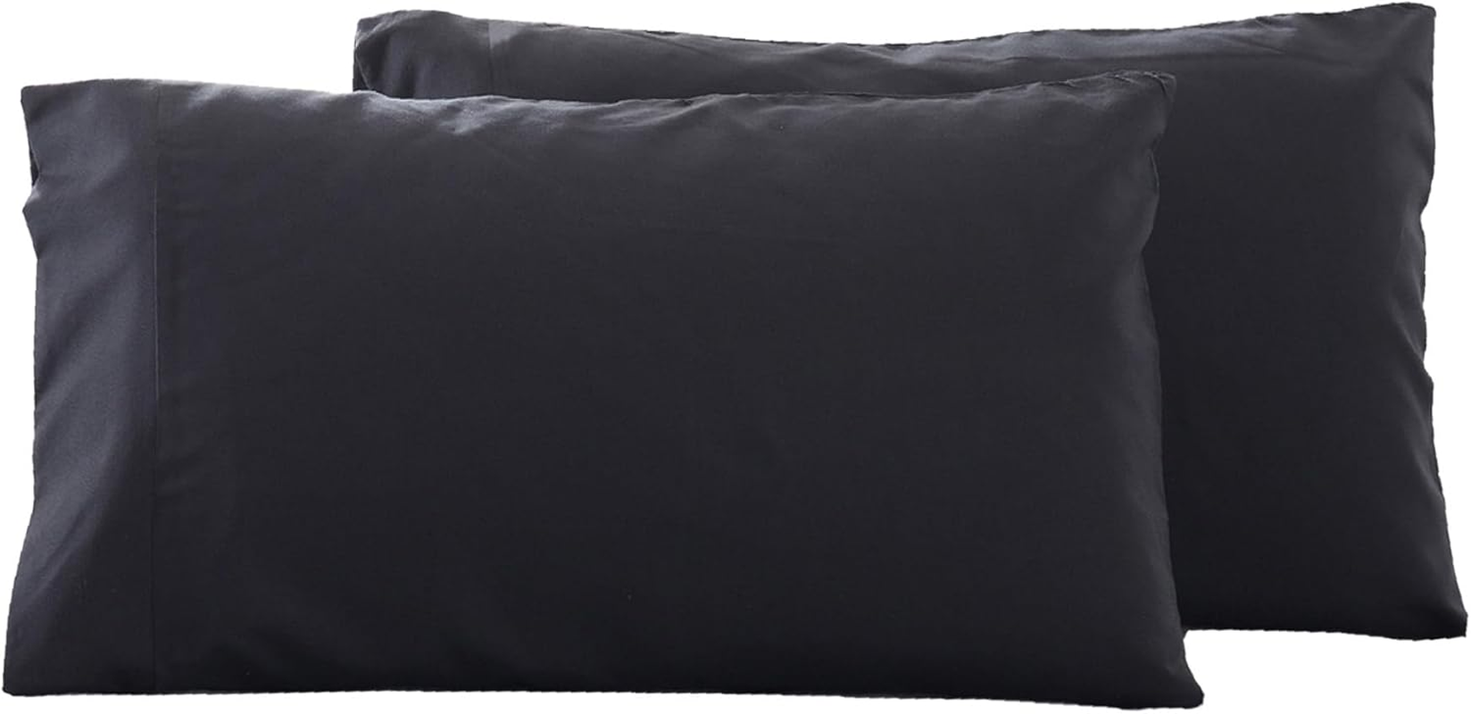 Microfiber Standard Bed Pillowcases 2 Pack, Super Soft Bed Pillow Covers Envelope Closure, Wrinkle, Fade and Stain Resistant, 20x26, Black