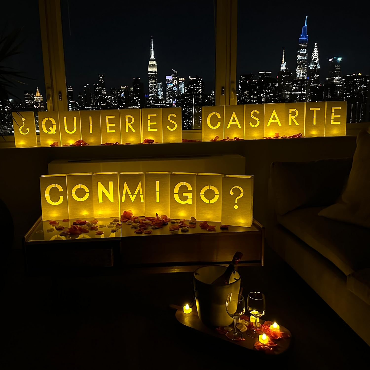 “QUIERES CASARTE CONMIGO?” Marry Me Light up Letters in Spanish Will You Marry M