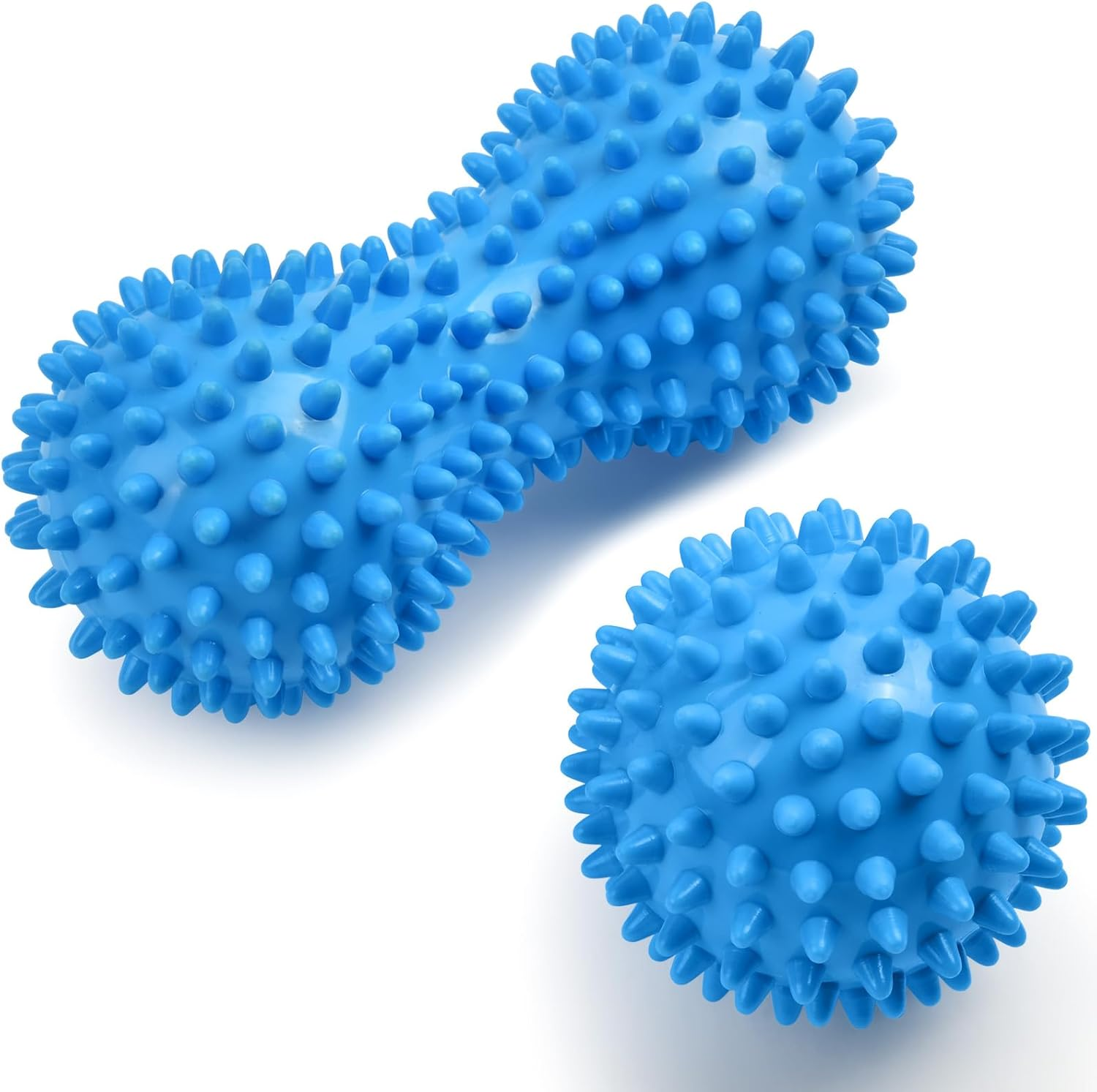 2x Faszienball Igelball Massageball mit Noppen hart Blau