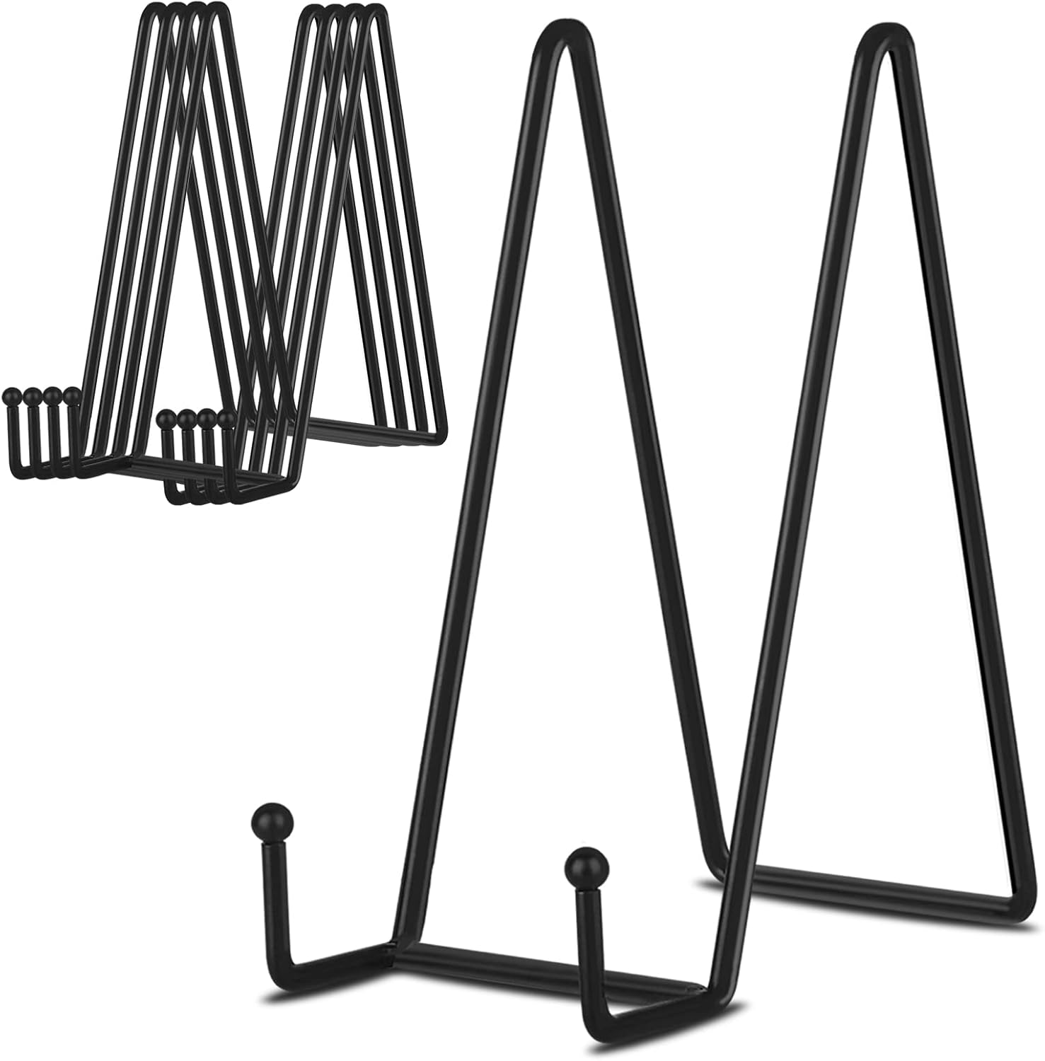 8 Inch 5 Pack Black Metal Display Stands Plate Stand Plate Holder Display Stands for Picture, Decorative Plate, Book, Photo Easel, Artistic Work