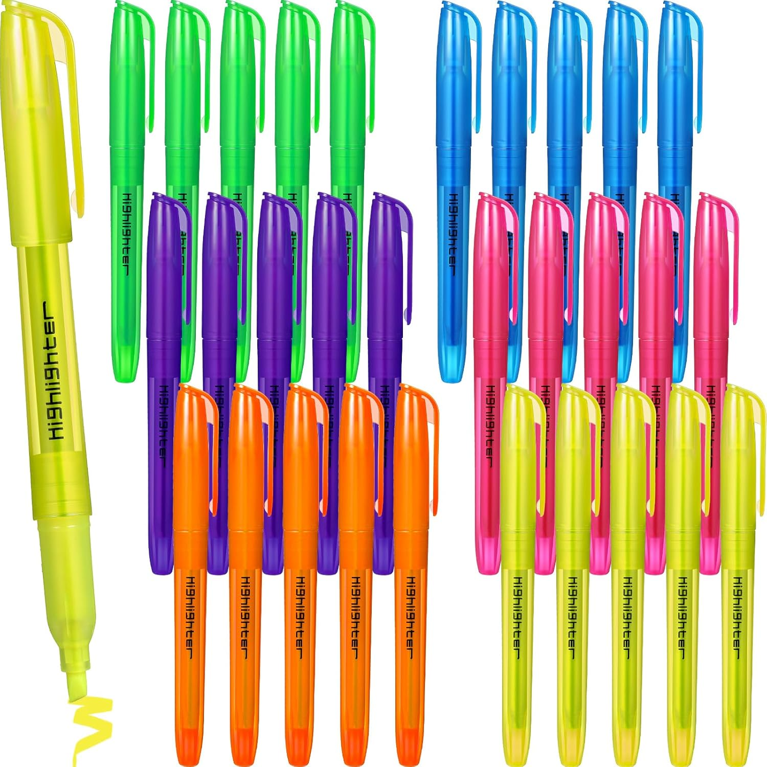 30 Pcs Highlighter Bulk Pack Assorted Colors Highlighter Markers Chisel Tip Fluorescent Pens for Office Classroom Back to School Supplies