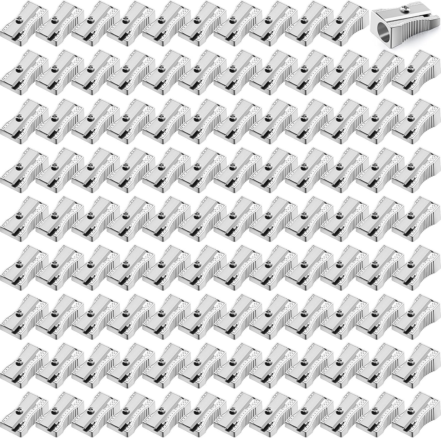 300 Pcs Metal Pencil Sharpener Bulk, Single Hole Silver Sharpener