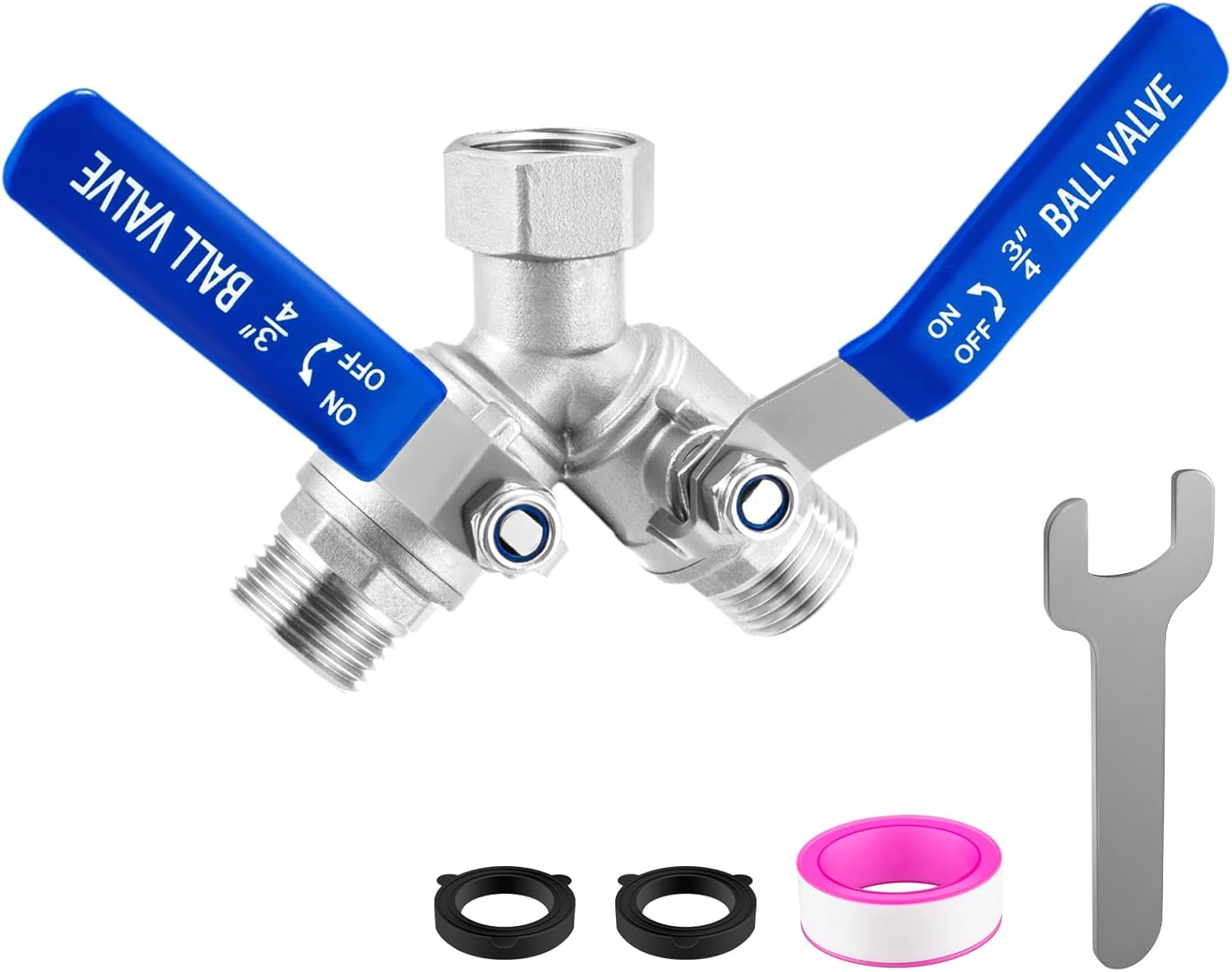 304 Stainless Steel Garden Hose Splitter 2 Way Heavy Duty Lead-Free Garden Hose Y Splitter, 3/4