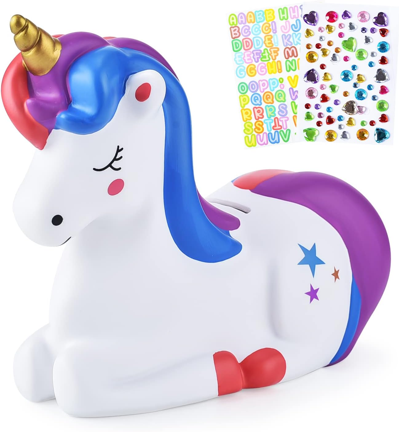 Piggy Bank Girls: Unicorn Piggy Banks - Unbreakable Plastic Coin Money Bank with
