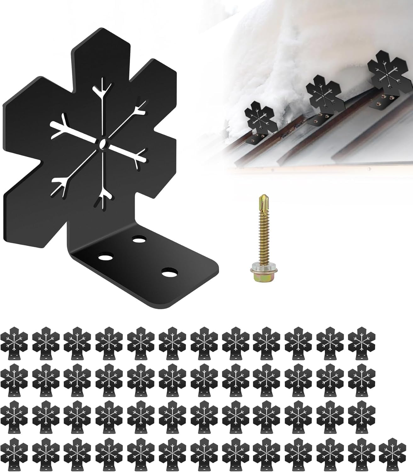 50 Pcs Snow Guards for Metal Roofs,Heavy Duty Ice Snow Stops Breaks for Metal Roofs, Stop from Sliding off Your Roof with Screws