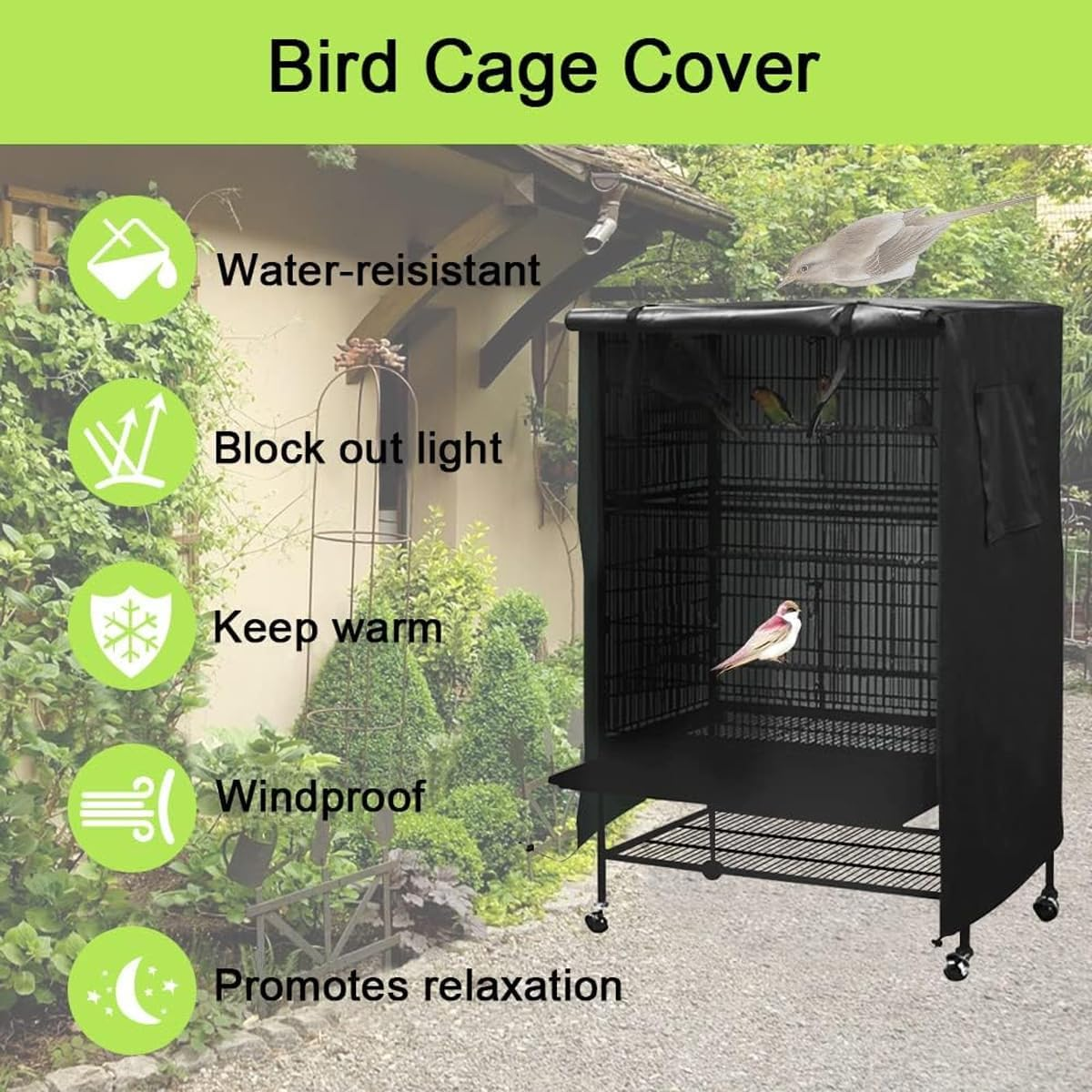 AIMALL Outdoor Bird Cage Cover, Waterproof and UV Resistant, Durable 210D Oxf... - Picture 9 of 14