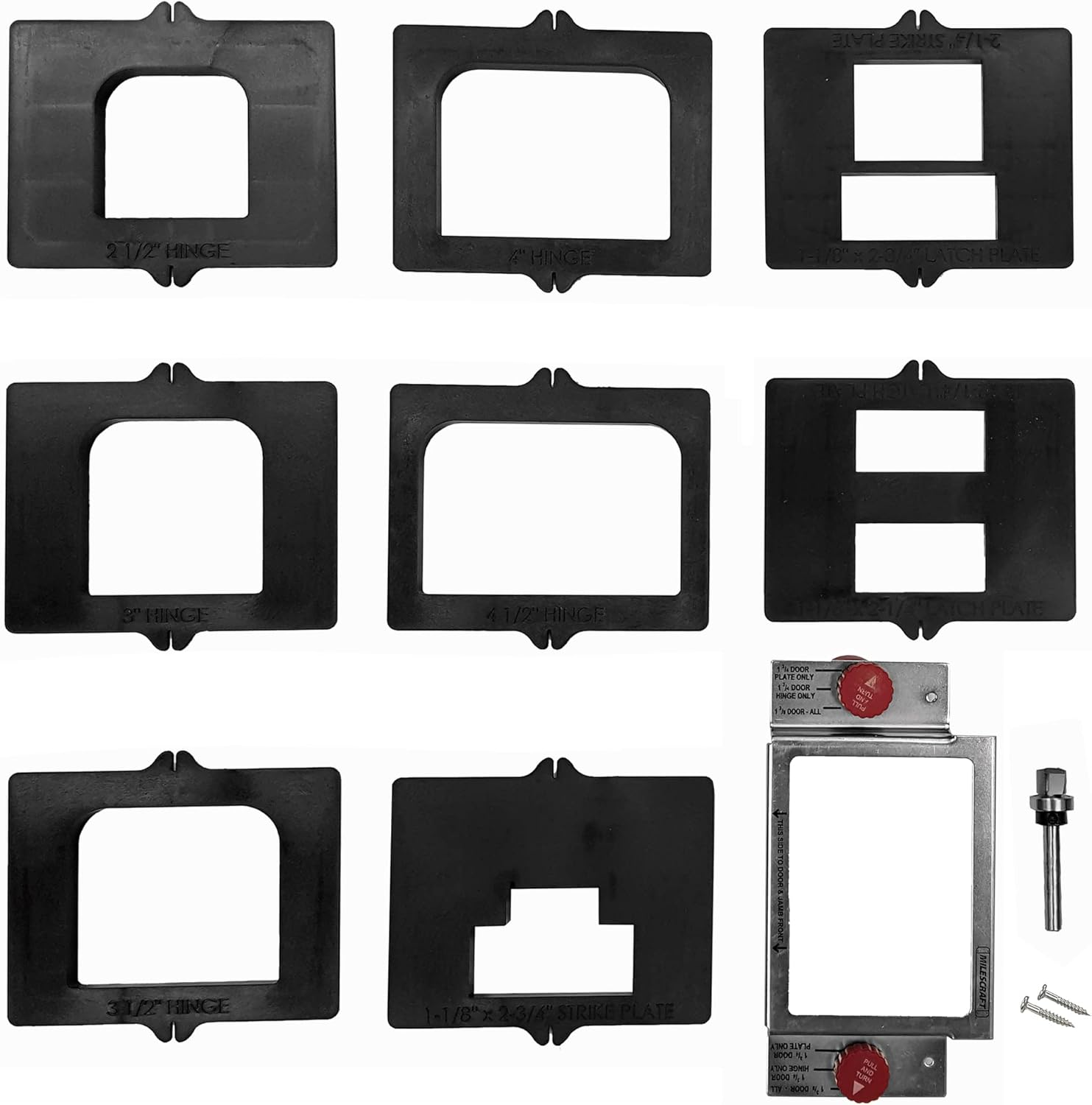 Milescraft 1213 Hinge Mate 300 - Complete Door Hinge Installation Kit with Latch & Strike Plate Templates. for Use on Doors and Jambs