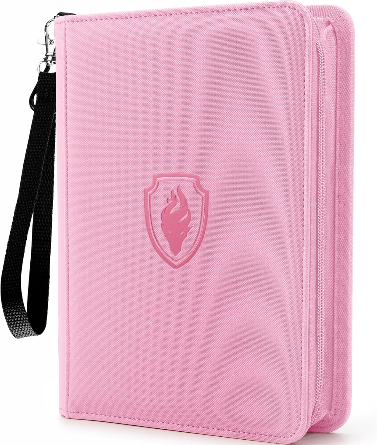 Premium 4 Pocket Zip Card Binder, Trading Card Binder for 320 Cards, Portable PU Card Collection Binder, Collector Card Album Folder for Game & Sports Cards (Pink)