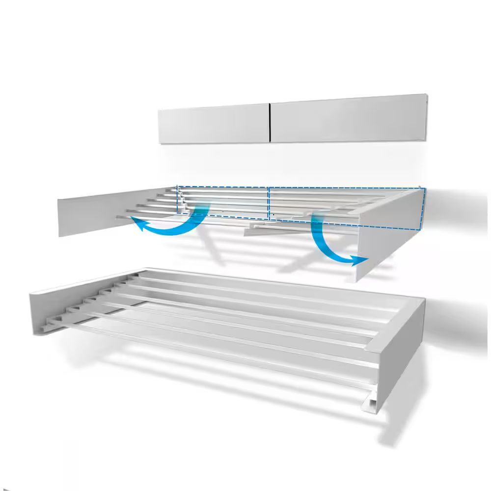 40 In. Indoor/Outdoor White Retractable Wall Mount Drying Rack