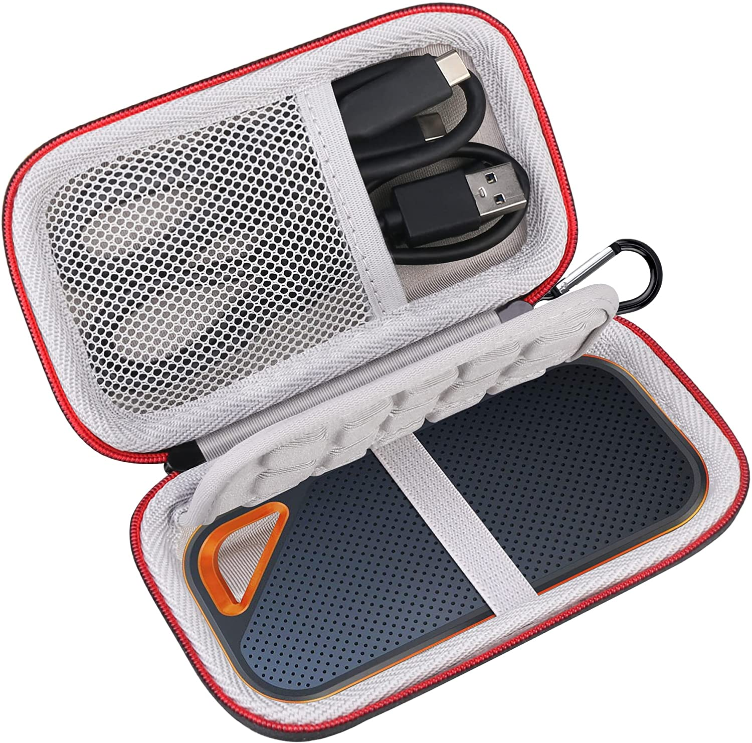 Hard Carrying Case for SanDisk Extreme Pro/SanDisk Extreme Portable External SSD 500GB 1TB 2TB 4TB USB-C Solid State Drive EVA Shockproof Water Repellent Protective Storage Travel Bag, Black
