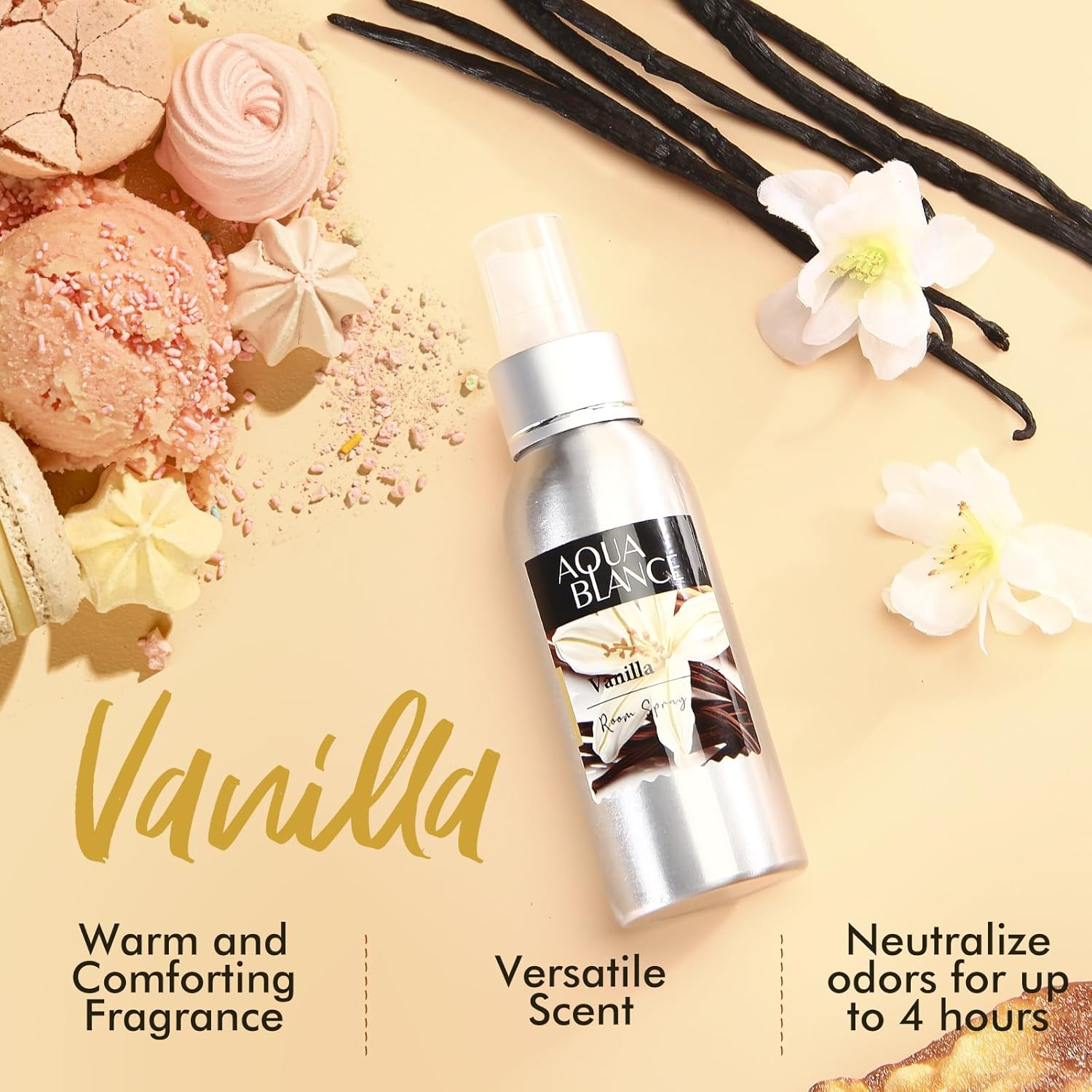 Spray Aromatico Vainilla 3x100ml Ambientador Hogar Baño Eliminador Olores