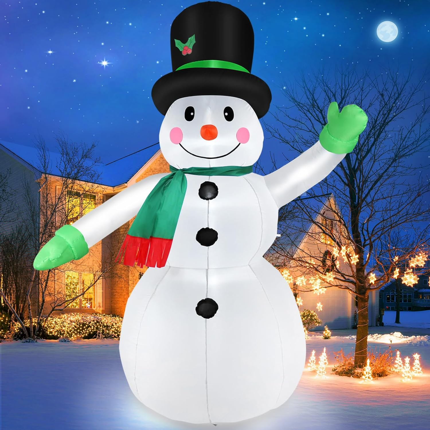 7 FT Christmas Inflatables Snowman Outdoor Yard Decorations Blow up with LED